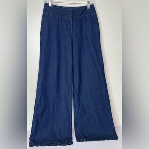 Cato Women 4 Wide Leg Jeans Trouser Blue‎ White Pinstripe